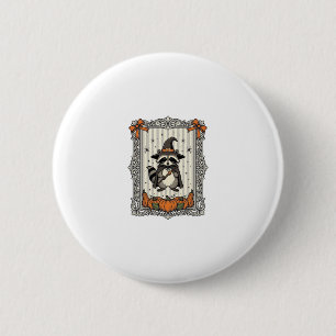 Badge Rond 5 Cm Raton laveur sorcière citrouille vintage Halloween