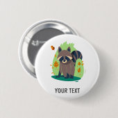 Badge Rond 5 Cm Raton laveur timide mignon (Devant & derrière)