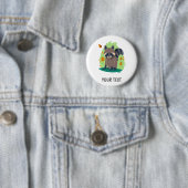 Badge Rond 5 Cm Raton laveur timide mignon (En situation)