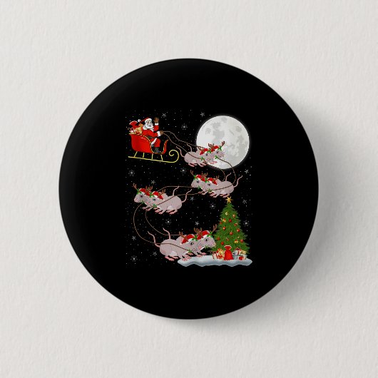 Badge Rond 5 Cm Rats Santa Sleigh Flying Funny Magical Christmas T (Devant)
