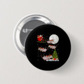 Badge Rond 5 Cm Rats Santa Sleigh Flying Funny Magical Christmas T (Devant & derrière)