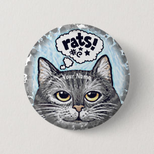 Badge Rond 5 Cm ratzcat oh rats chaton épingle