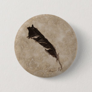 Badge Rond 5 Cm Raven's Feather Bird-lover Crow design