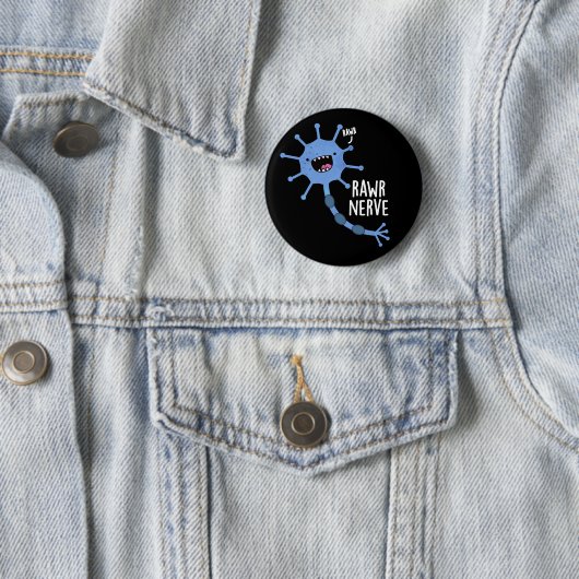 Badge Rond 5 Cm Rawr Nerve Funny Neuron Nerve Pun Dark BG (En situation)