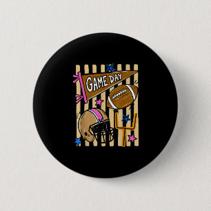 Badge Rond 5 Cm Rayé drôle automne saison de football jour de matc