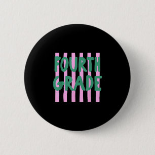 Badge Rond 5 Cm Rayé rétro quatrième année de retour à l'école 4èm