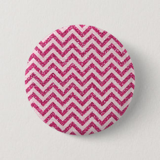 Badge Rond 5 Cm Rayure rose scintillante de Chevron de parties