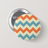 Badge Rond 5 Cm Rayures bleues et oranges en pastel de Chevron (Devant & derrière)