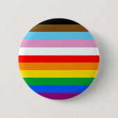 Badge Rond 5 Cm Rayures du drapeau de progrès LGBTQ+ (Devant)