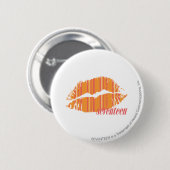 Badge Rond 5 Cm Rayures minces oranges (Devant & derrière)