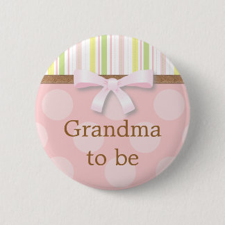 Badge Rond 5 Cm Rayures roses de point de polka - "grand-maman à