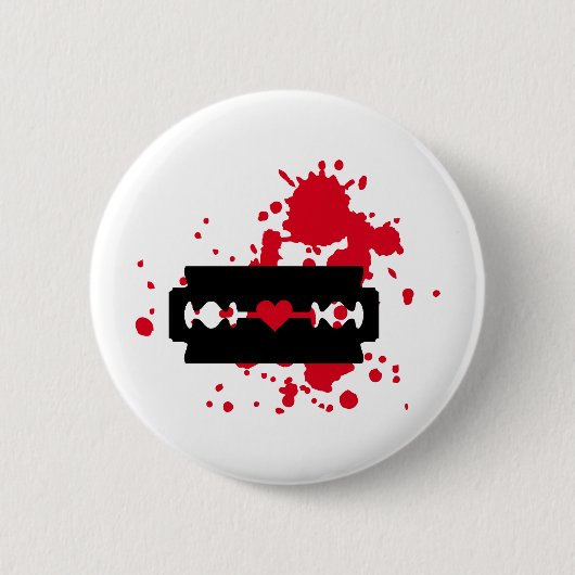 Badge Rond 5 Cm Razor Blade aime le sang (Devant)