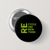 Badge Rond 5 Cm Re Cycle Use New Think Earthday Save The Enviormen (Devant & derrière)