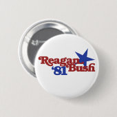 Badge Rond 5 Cm Reagan Bush 81 (Devant & derrière)