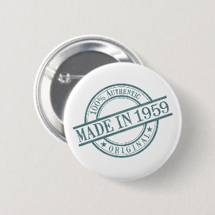 Badge Rond 5 Cm Réalisé en 1959 Style de timbre en caoutchouc ci