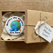 Badge Rond 5 Cm Réanimez le bouton Planet