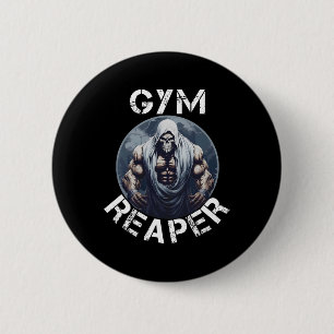 Badge Rond 5 Cm Reaper Fitness Halloween Squelette Workout Bodybui