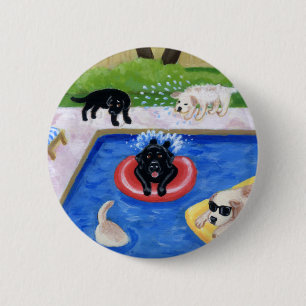 Badge Rond 5 Cm Réception au bord de la piscine Labradors