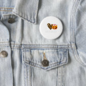 Badge Rond 5 Cm Réceptionniste Peace Love Citrouille Fun Halloween (En situation)