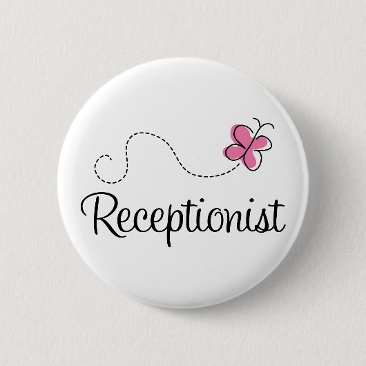 Badge Rond 5 Cm Réceptionniste rose mignon de papillon (Devant)
