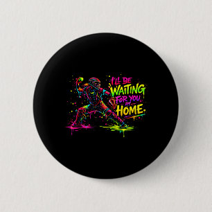 Badge Rond 5 Cm Receveur de softball, je serai à la maison en coul