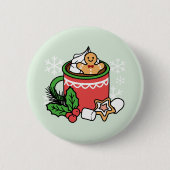 Badge Rond 5 Cm Réchauffez-vous avec les appels de cacao de neige (Devant)