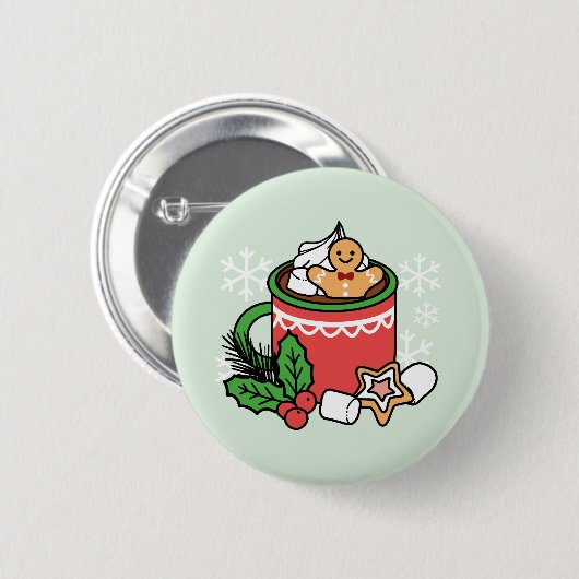 Badge Rond 5 Cm Réchauffez-vous avec les appels de cacao de neige (Devant & derrière)