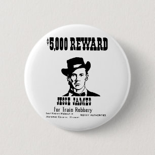 Badge Rond 5 Cm Recherché Jesse James