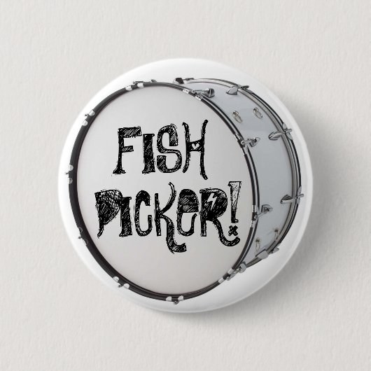 BADGE ROND 5 CM RÉCOLTEUSE DE POISSONS ! (Devant)