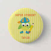 Badge Rond 5 Cm récompense du Super Etudiant Jaune (Devant)