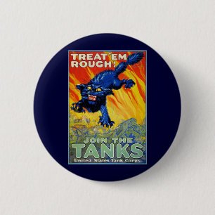 Badge Rond 5 Cm Recrutement Militaire Vintage avec un Chat Sauvage