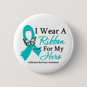Badge Rond 5 Cm Récupération de la dépendance Je porte un ruban po