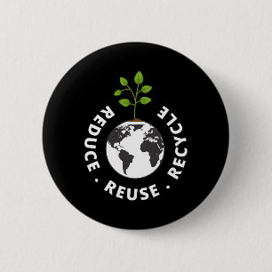 Badge Rond 5 Cm Recyclage Jour des terres Cadeau Environnement Réd