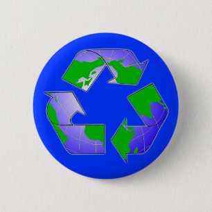 Badge Rond 5 Cm Recycler le symbole avec le bouton Terre