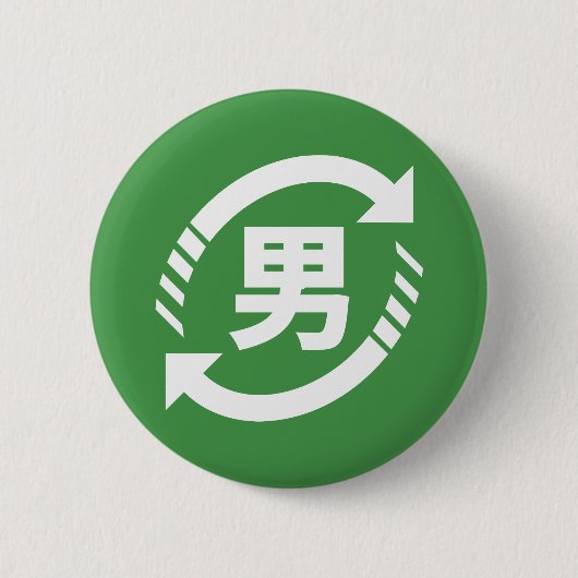 Badge Rond 5 Cm Recycler les garçons japonais | SYMBOLE Kanji Niho (Devant)