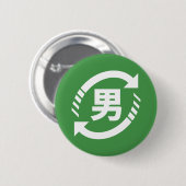 Badge Rond 5 Cm Recycler les garçons japonais | SYMBOLE Kanji Niho (Devant & derrière)