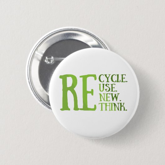 Badge Rond 5 Cm Recycler réduire la réutilisation renouveler repen (Devant & derrière)