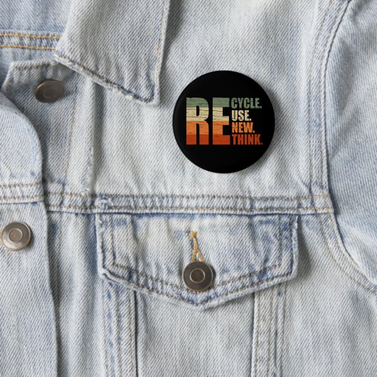 Badge Rond 5 Cm Recycler réduire la réutilisation renouveler repen (En situation)