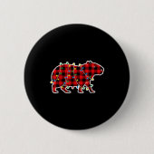 Badge Rond 5 Cm Red And Black Buffalo Plaid Capybara Christmas Lig (Devant)