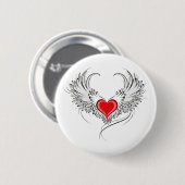 Badge Rond 5 Cm Red Angel Coeur avec ailes (Devant & derrière)