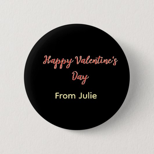 Badge Rond 5 Cm Red black happy Valentine's day from name stylish (Devant)