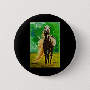 Badge Rond 5 Cm Red Black Horses Horseback équitation Amateurs de 