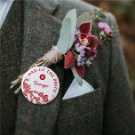 Badge Rond 5 Cm Red Boho Peacock Mariage Asiatique Père De La Mari<br><div class="desc">Elégant design bohème rouge / blanc paon avec des détails floraux et une queue en cachemire forme asiatique / mariage chinois 'père de la mariée' pin tag bouton de nom. Un design mariage à thème oriental / oriental / asiatique très unique, chic et classe pour le couple moderne et élégant....</div>