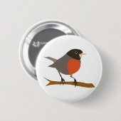 Badge Rond 5 Cm Red Breast Robin sur Branche (Devant & derrière)
