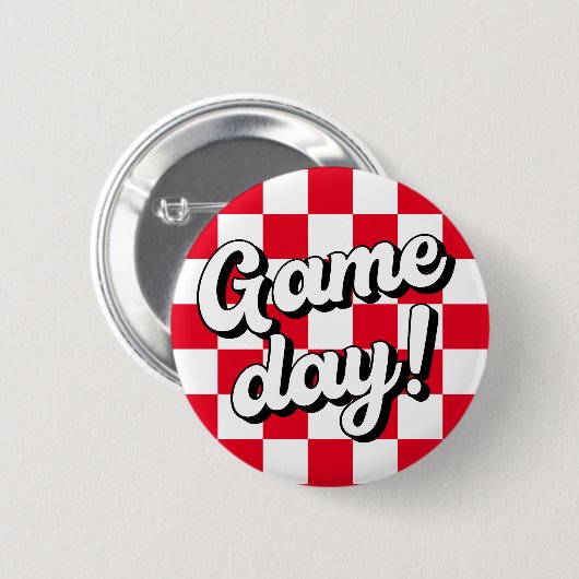 Badge Rond 5 Cm Red Checker Jeu Jour Université Sororité (Devant & derrière)