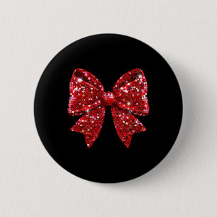Badge Rond 5 Cm Red Coquette Bow Disco Ball Noël Fêtes Fêtes