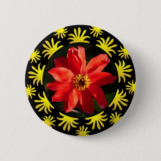 Badge Rond 5 Cm Red Dahlia (Evêque de Llandaff) - Bling (Devant)