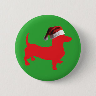 Badge Rond 5 Cm Red-Doxie—Et-Père Noël-Casquette