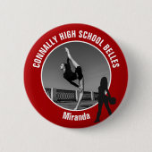 Badge Rond 5 Cm Red Drill Team Photo High School Dancer (Devant)