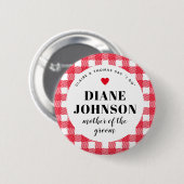 Badge Rond 5 Cm Red En vichy Country Chic Wedding Party (Devant & derrière)